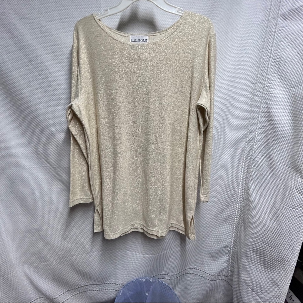 Gold Bling Relaxed Fit‎ Long Sleeve Tunic Small